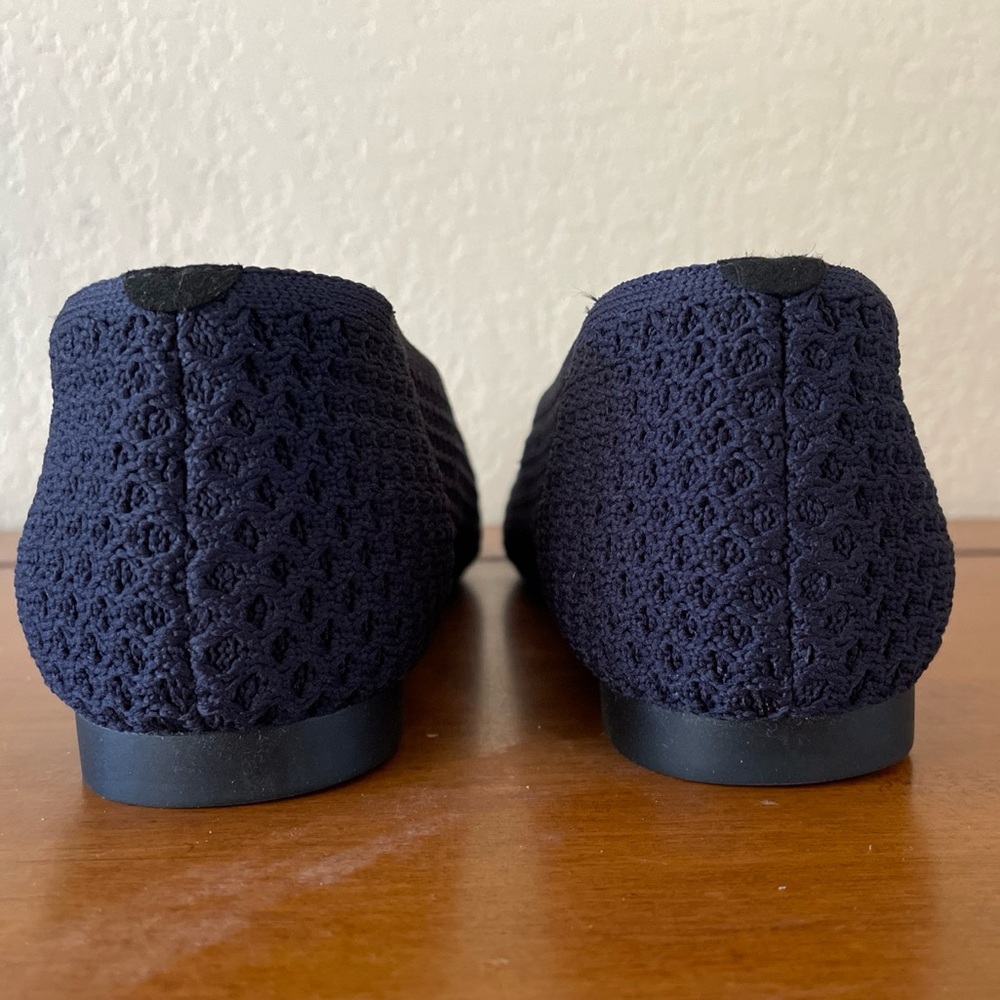 Vivaia Margot Square Toe V-Cut Flats Navy Knit Shoes Size 37.5 US Sz 7 VGC - Picture 12 of 14